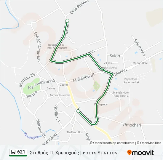 621 Bus Line Map