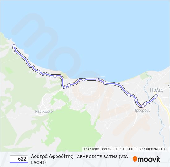 Χάρτης Γραμμής 622 λεωφορείο