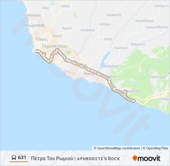 Χάρτης Γραμμής 631 λεωφορείο