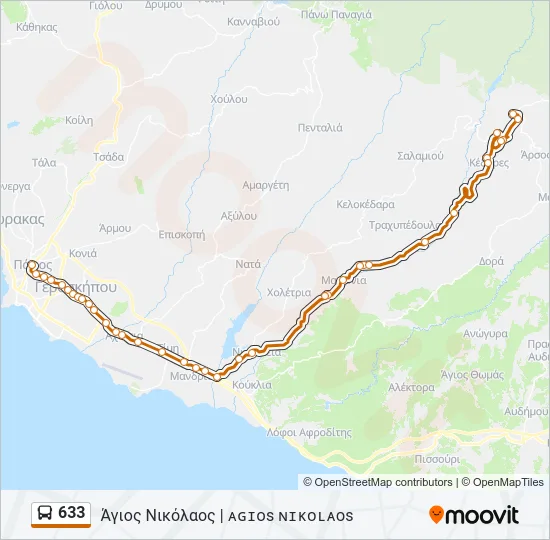 633 Bus Line Map