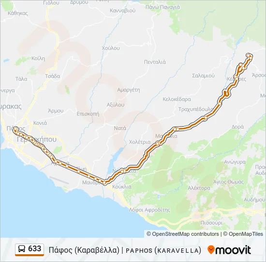 633 Bus Line Map