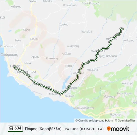 634 Bus Line Map