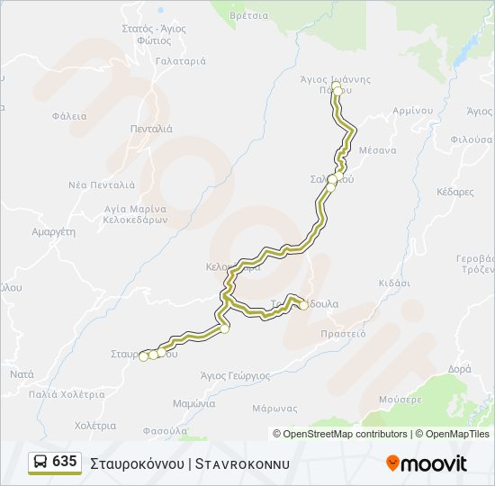 Χάρτης Γραμμής 635 λεωφορείο