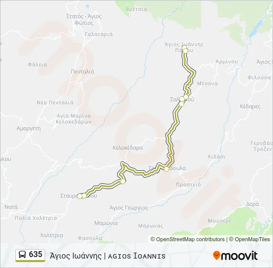 635 Bus Line Map