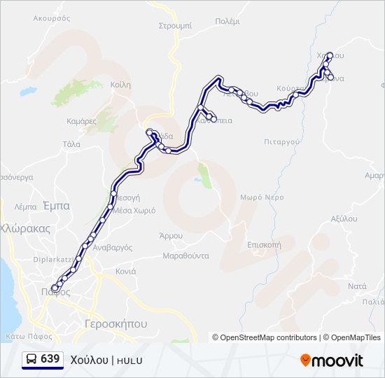 Χάρτης Γραμμής 639 λεωφορείο