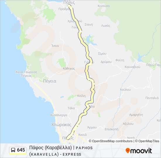 645 bus Line Map