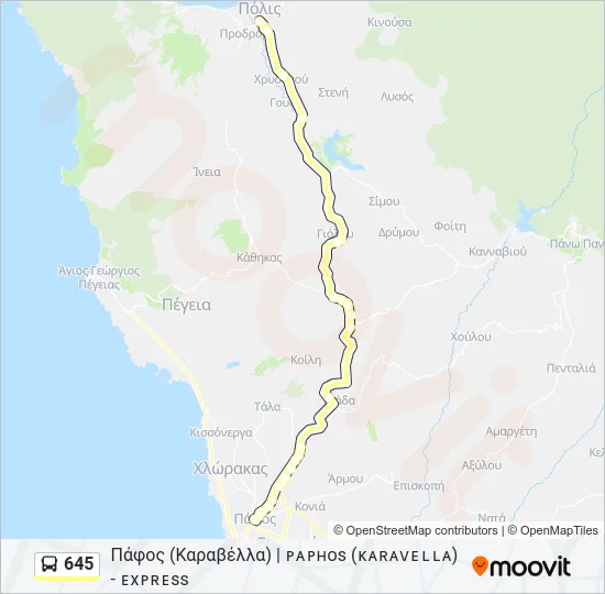 645 Bus Line Map