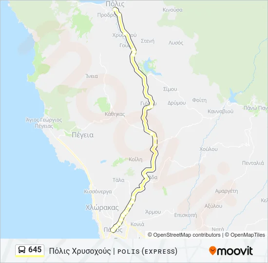 645 Bus Line Map