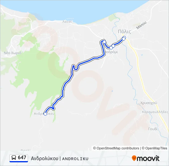 647 Bus Line Map