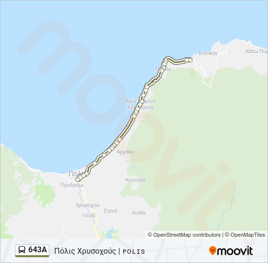 Χάρτης Γραμμής 643Α λεωφορείο