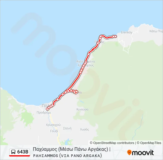 643Β Bus Line Map