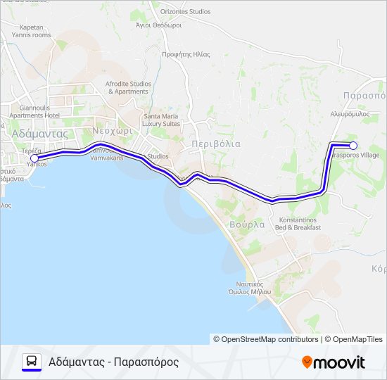 Χάρτης Γραμμής ΠΑΡΑΣΠΌΡΟΣ (ΧΕΙΜΕΡΙΝΌ) λεωφορείο