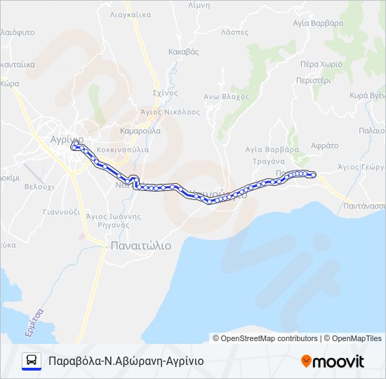 Χάρτης Γραμμής Ν.ΑΒΏΡΑΝΗ - ΠΑΝΤΆΝΑΣΣΑ λεωφορείο