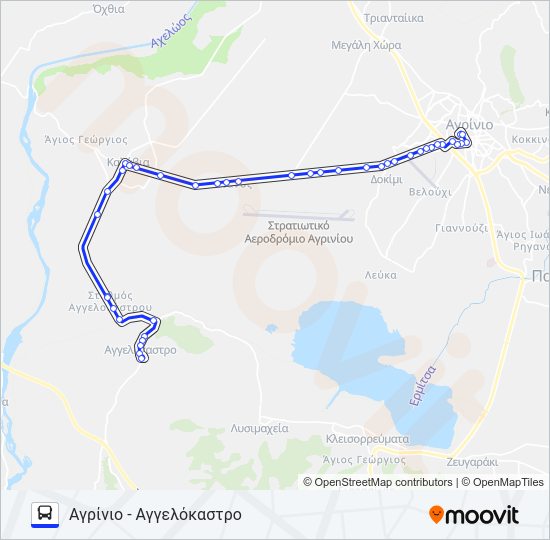 Χάρτης Γραμμής ΑΓΓΕΛΌΚΑΣΤΡΟ λεωφορείο