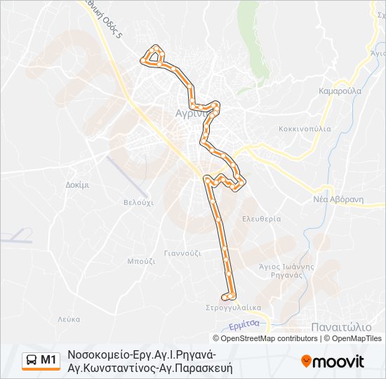 Χάρτης Γραμμής Μ1 λεωφορείο
