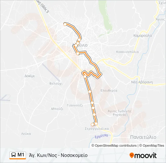 Μ1 Bus Line Map
