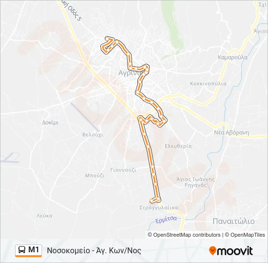 Μ1 Bus Line Map