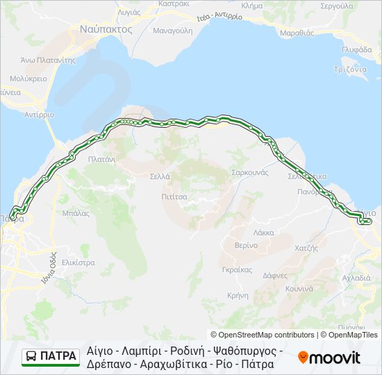 Χάρτης Γραμμής ΠΑΤΡΑ λεωφορείο