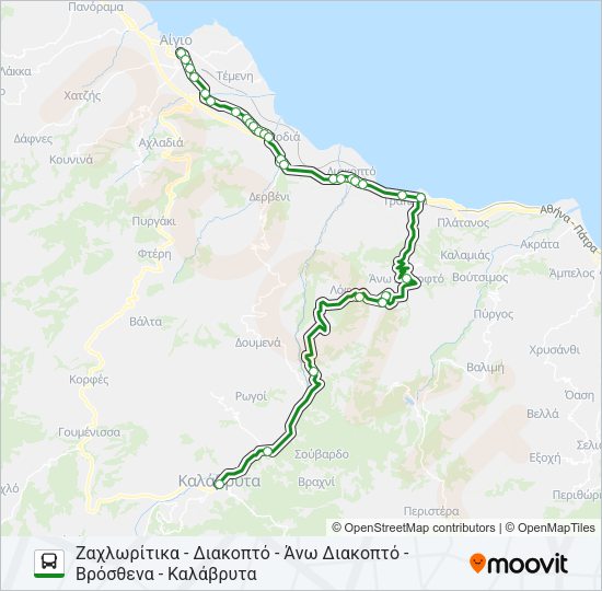 Χάρτης Γραμμής ΚΑΛΑΒΡΥΤΑ λεωφορείο