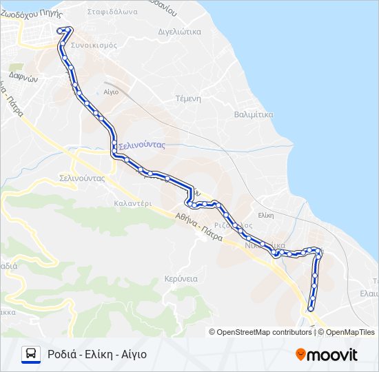 ΡΟΔΙΆ - ΑΊΓΙΟ bus Line Map