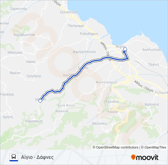 ΑΊΓΙΟ - ΔΆΦΝΕΣ bus Line Map