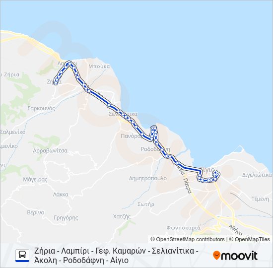 ΖΉΡΙΑ - ΛΑΜΠΊΡΙ - ΆΚΟΛΗ - ΑΊΓΙΟ bus Line Map