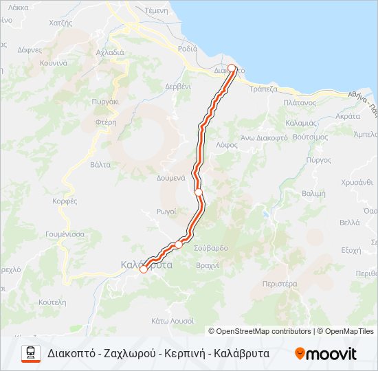 ΔΙΑΚΟΠΤΌ - ΚΑΛΆΒΡΥΤΑ train Line Map