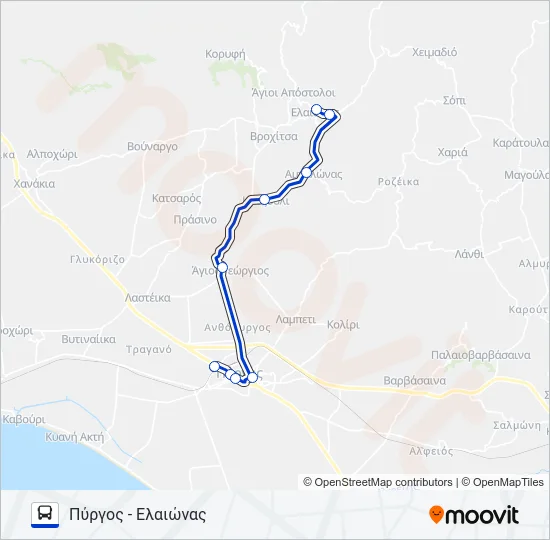 ΠΎΡΓΟΣ - ΕΛΑΙΏΝΑΣ Bus Line Map