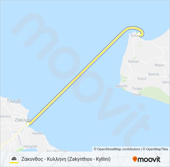 Χάρτης Γραμμής ΚΥΛΛΉΝΗ - ΖΆΚΥΝΘΟΣ πλοίο