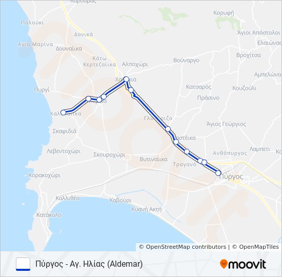 Χάρτης Γραμμής ΠΎΡΓΟΣ - ΑΓ. ΗΛΊΑΣ (ALDEMAR) λεωφορείο