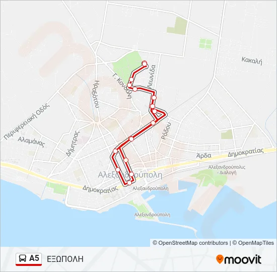 Α5 Bus Line Map