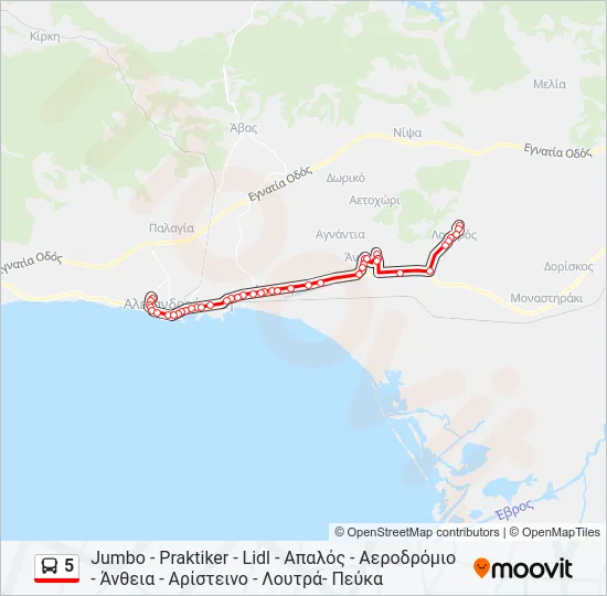 5 Bus Line Map