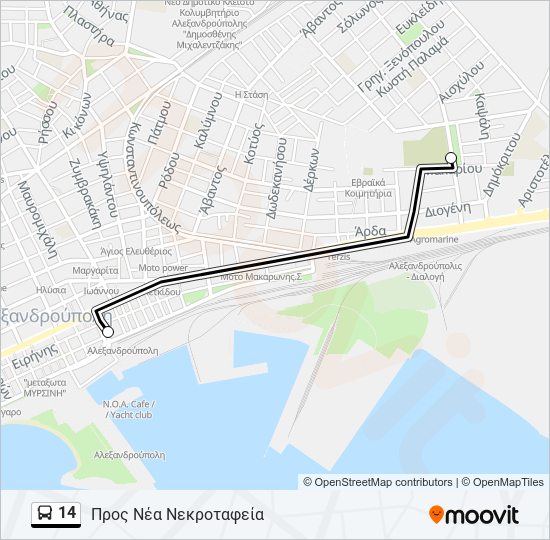 14 bus Line Map