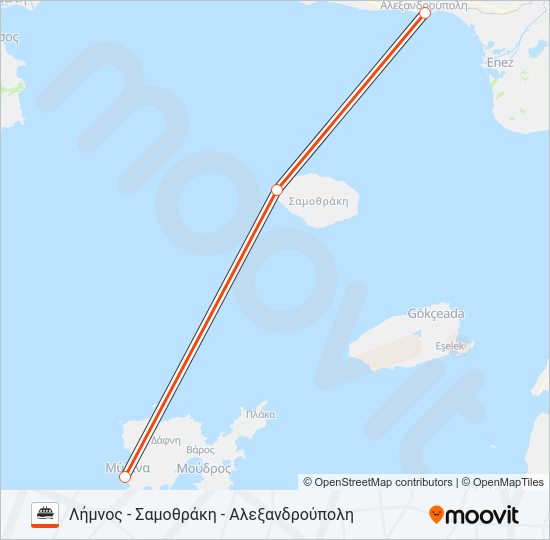 Χάρτης Γραμμής ΑΛΕΞΑΝΔΡΟΎΠΟΛΗ - ΛΉΜΝΟΣ πλοίο