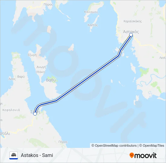 SAMI - ASTAKOS - SAMI Ferry Line Map