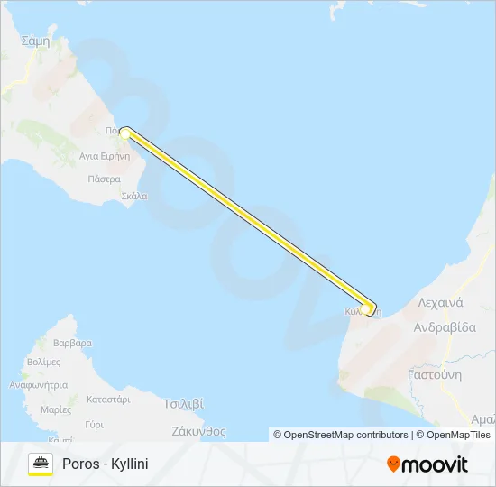 KYLLINI -POROS-KYLLINI Ferry Line Map