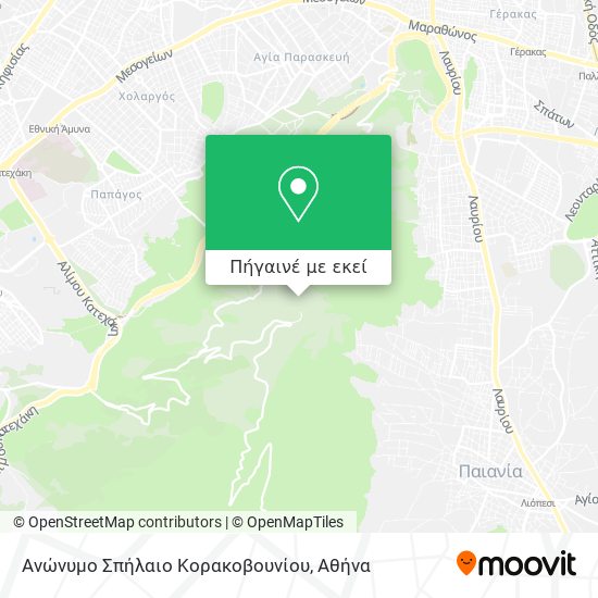 Ανώνυμο Σπήλαιο Κορακοβουνίου χάρτης
