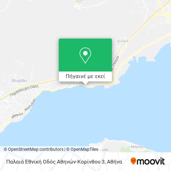 Παλαιά Εθνική Οδός Αθηνών-Κορίνθου 3 χάρτης