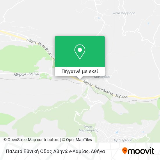Παλαιά Εθνική Οδός Αθηνών-Λαμίας χάρτης