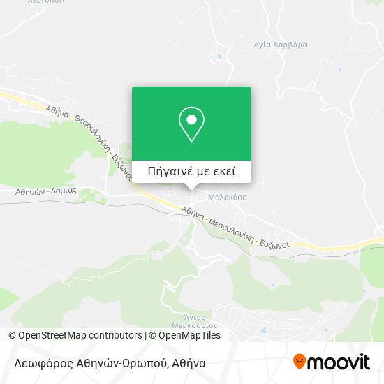 Λεωφόρος Αθηνών-Ωρωπού χάρτης