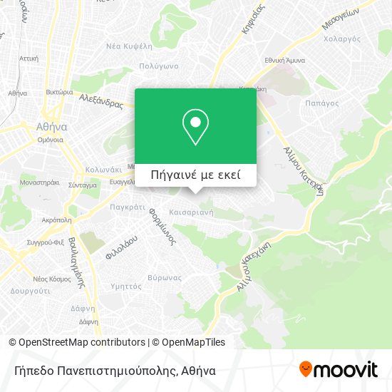 Γήπεδο Πανεπιστημιούπολης χάρτης