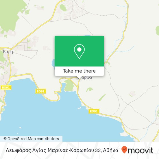 Λεωφόρος Αγίας Μαρίνας-Κορωπίου 33 χάρτης