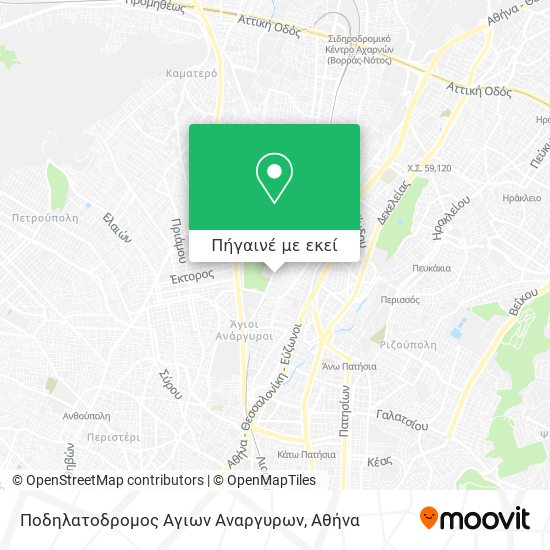 Ποδηλατοδρομος Αγιων Αναργυρων χάρτης