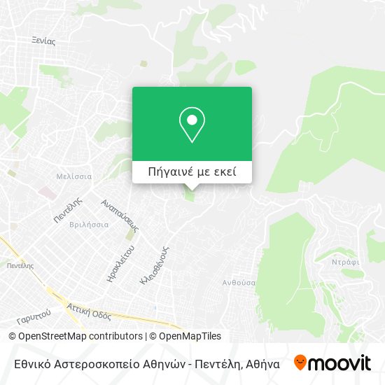 Εθνικό Αστεροσκοπείο Αθηνών - Πεντέλη χάρτης