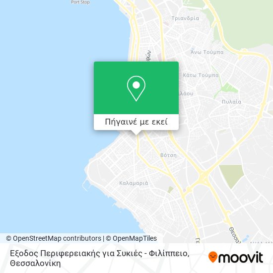 Έξοδος Περιφερειακής για Συκιές - Φιλίππειο χάρτης