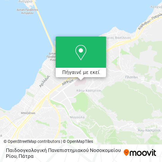 Παιδοογκολογική Πανεπιστημιακού Νοσοκομείου Ρίου χάρτης