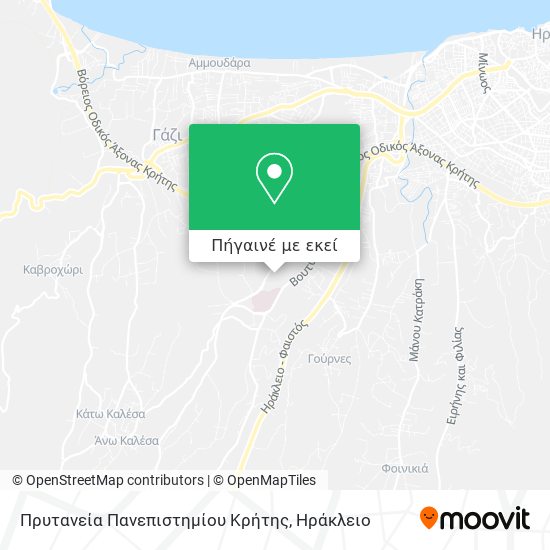 Πρυτανεία Πανεπιστημίου Κρήτης χάρτης