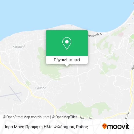 Ιερά Μονή Προφήτη Ηλία Φιλέρημου χάρτης