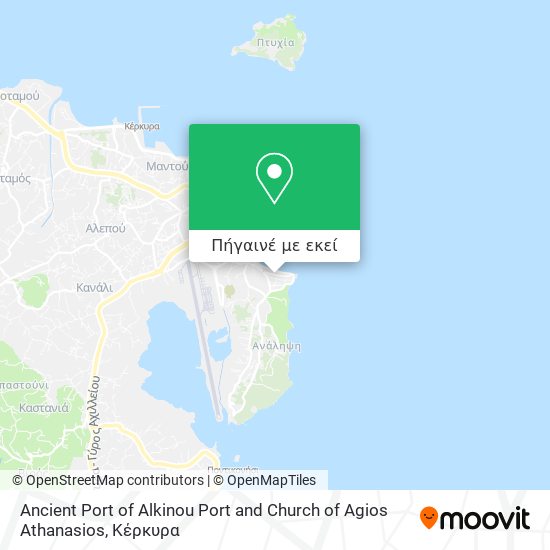 Ancient Port of Alkinou Port and Church of Agios Athanasios χάρτης