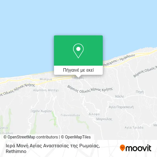 Ιερά Μονή Αγίας Αναστασίας της Ρωμαίας χάρτης